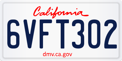 CA license plate 6VFT302