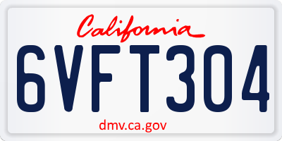 CA license plate 6VFT304