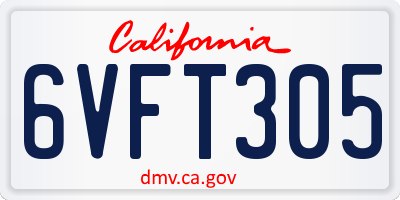 CA license plate 6VFT305