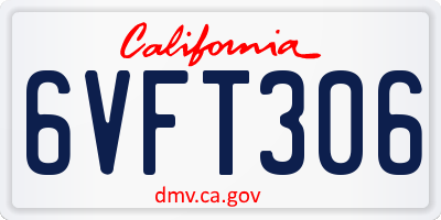 CA license plate 6VFT306