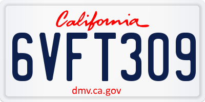 CA license plate 6VFT309