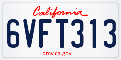 CA license plate 6VFT313