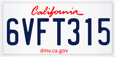 CA license plate 6VFT315
