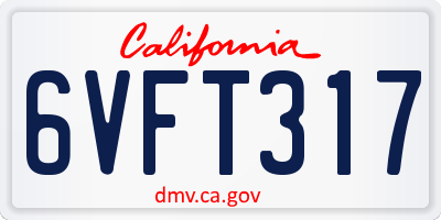 CA license plate 6VFT317