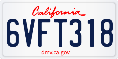 CA license plate 6VFT318