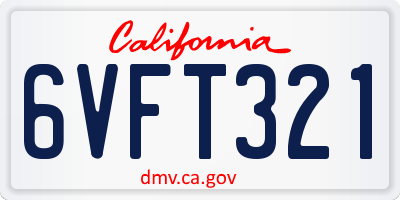 CA license plate 6VFT321