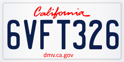 CA license plate 6VFT326