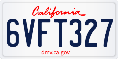 CA license plate 6VFT327