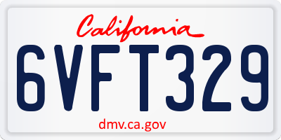 CA license plate 6VFT329