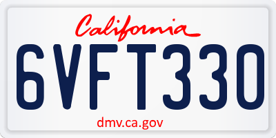 CA license plate 6VFT330