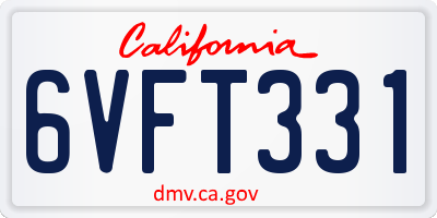 CA license plate 6VFT331
