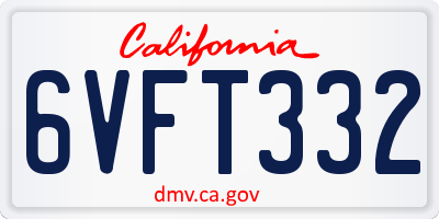 CA license plate 6VFT332