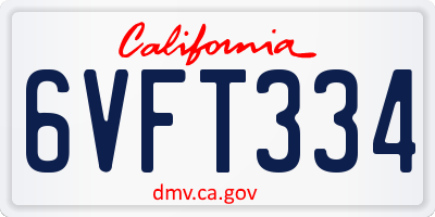 CA license plate 6VFT334
