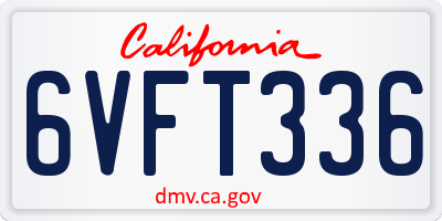 CA license plate 6VFT336