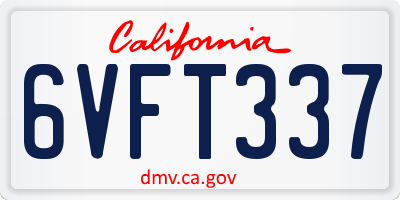 CA license plate 6VFT337