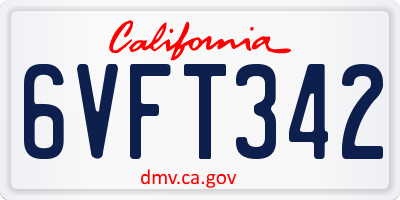 CA license plate 6VFT342