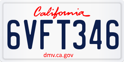 CA license plate 6VFT346