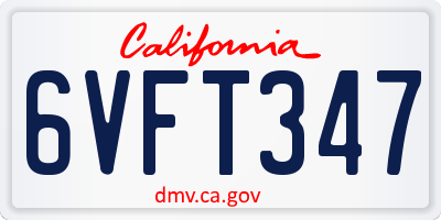 CA license plate 6VFT347