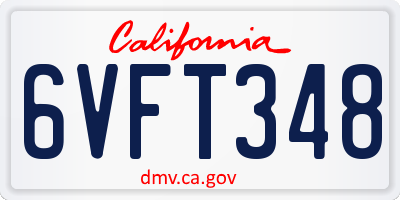 CA license plate 6VFT348