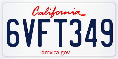 CA license plate 6VFT349