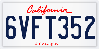 CA license plate 6VFT352