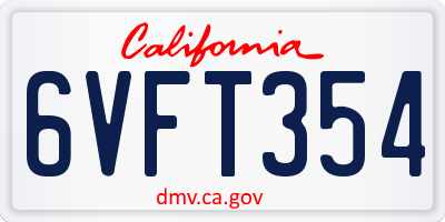 CA license plate 6VFT354