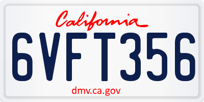 CA license plate 6VFT356