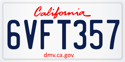 CA license plate 6VFT357