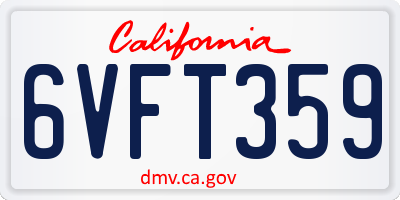 CA license plate 6VFT359