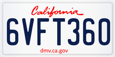 CA license plate 6VFT360