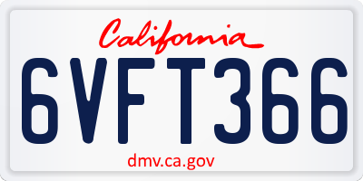 CA license plate 6VFT366