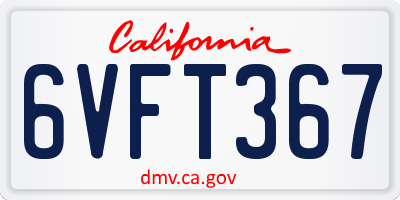 CA license plate 6VFT367