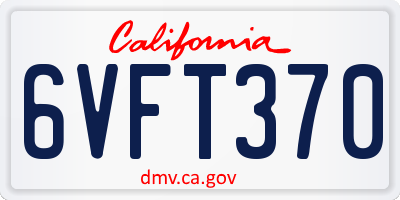 CA license plate 6VFT370