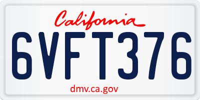 CA license plate 6VFT376