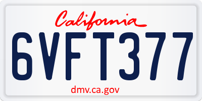 CA license plate 6VFT377