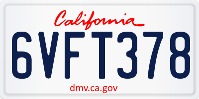 CA license plate 6VFT378