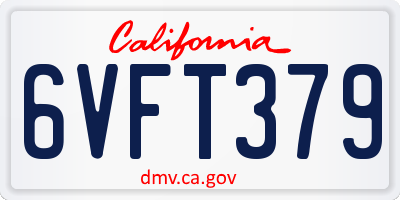 CA license plate 6VFT379