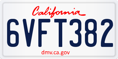 CA license plate 6VFT382