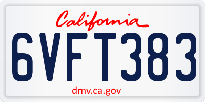 CA license plate 6VFT383