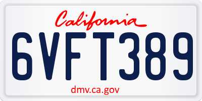 CA license plate 6VFT389