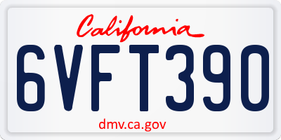 CA license plate 6VFT390
