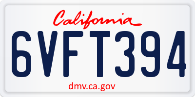 CA license plate 6VFT394