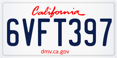 CA license plate 6VFT397