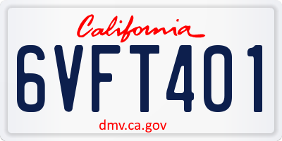CA license plate 6VFT401