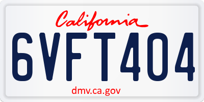 CA license plate 6VFT404