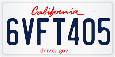 CA license plate 6VFT405
