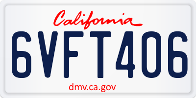 CA license plate 6VFT406
