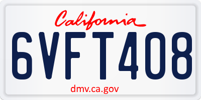 CA license plate 6VFT408