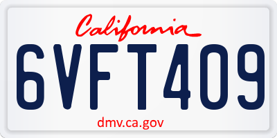 CA license plate 6VFT409