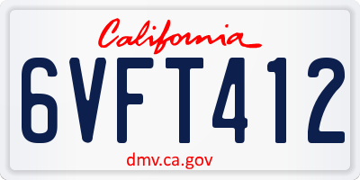 CA license plate 6VFT412